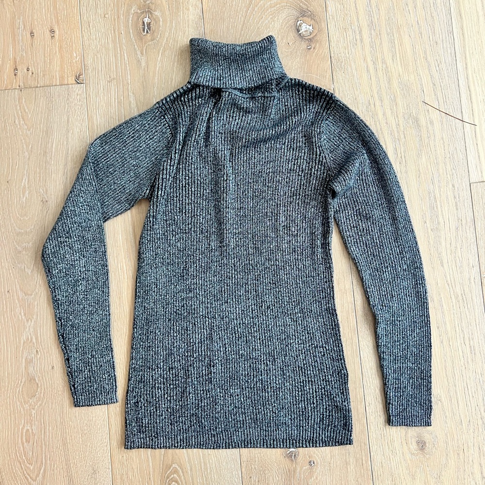 Black and Silver Turtleneck Women's Sweater